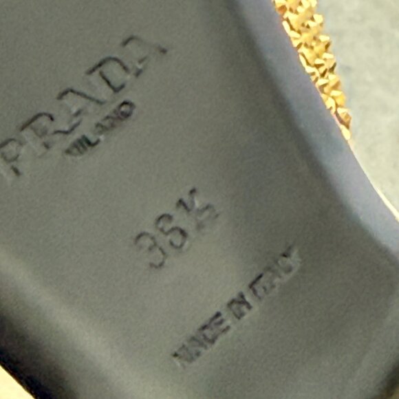 Prada Satin Crystal Embellished Gold Slide Mules Sandals 36, 1XX642 - Picture 13 of 16